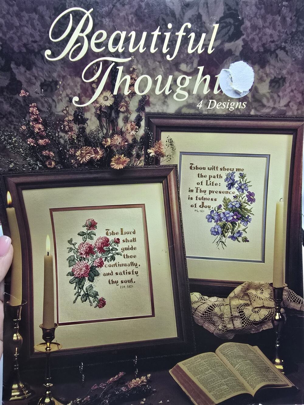 Leisure Arts Beautiful Thoughts Leaflet 2432, 4 Cross Stitch Designs